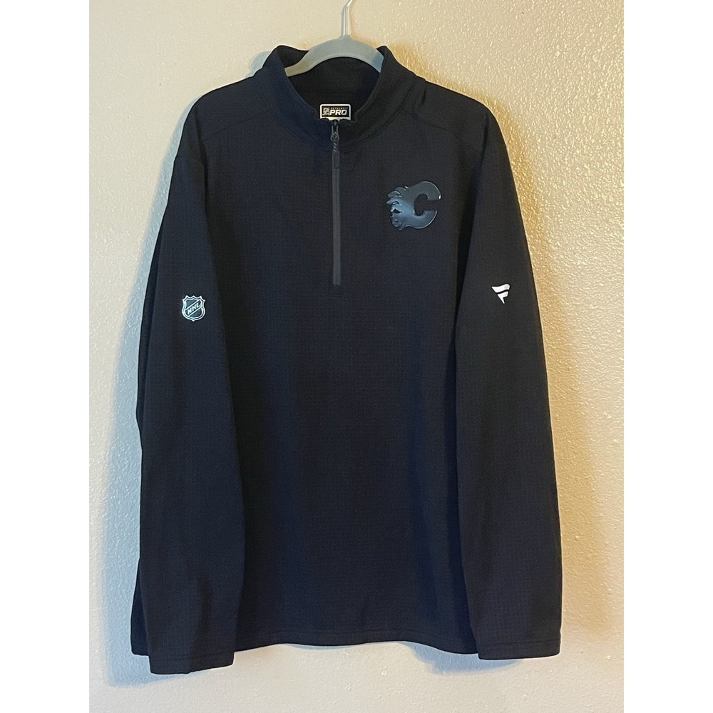 Men's 2XL‎ NWOT Calgary Flames Fanatics Authentic Pro Training 1/4 Zip Jacket